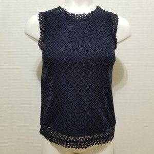Merona top XS floral crochet lace lined sleeveless tank
